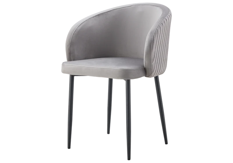 Chaise salle manger velours gris pieds noir - Sora x2