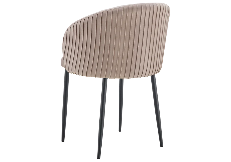 Chaise salle manger velours taupe pieds noir - Sora x2