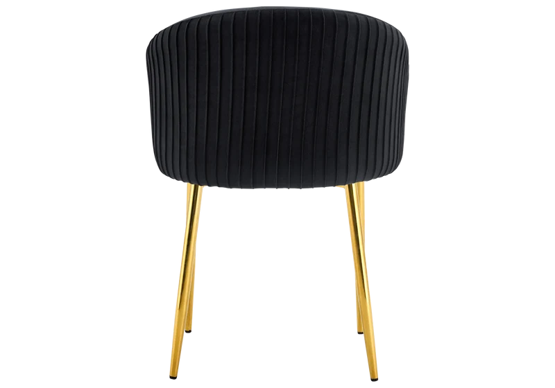 Chaise salle manger velours noir pieds doré - Sora x2
