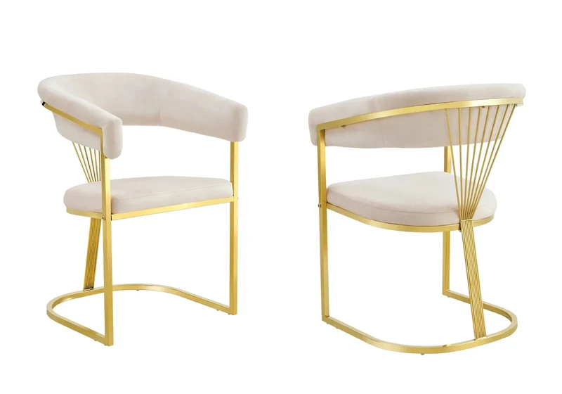 Ensemble table chaise doré céramique marbre blanc - Lala