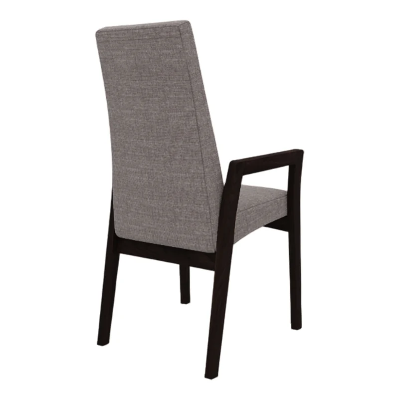 Chaise de salle à manger rembourrée en tissu gris et en bois de merisier - Dad