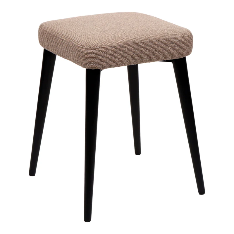 Tabouret rembourré en tissu et métal noir - Midi