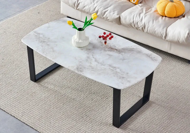 Table basse noire marbre beige - Lyly