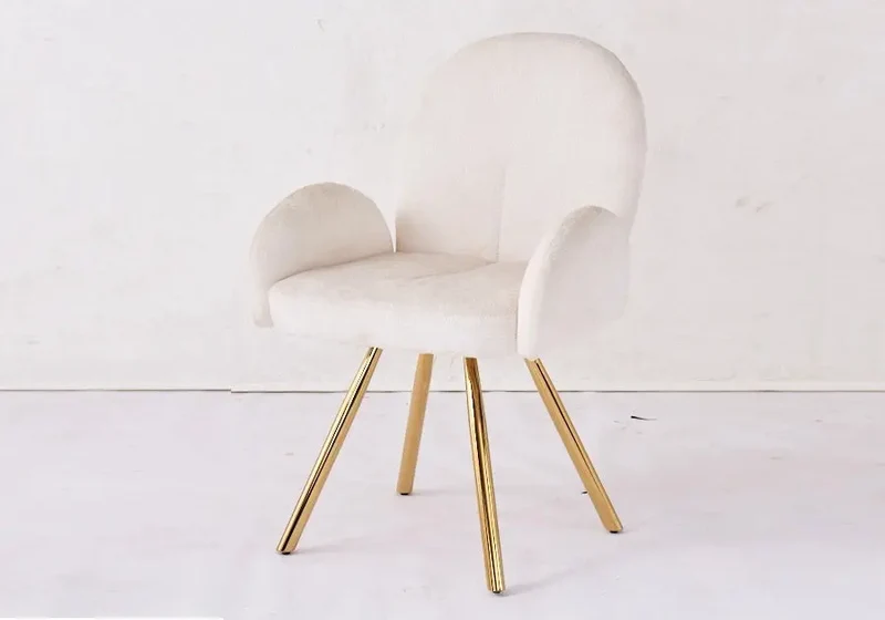 Fauteuil de table velours écru pieds dorés - Mimi x2