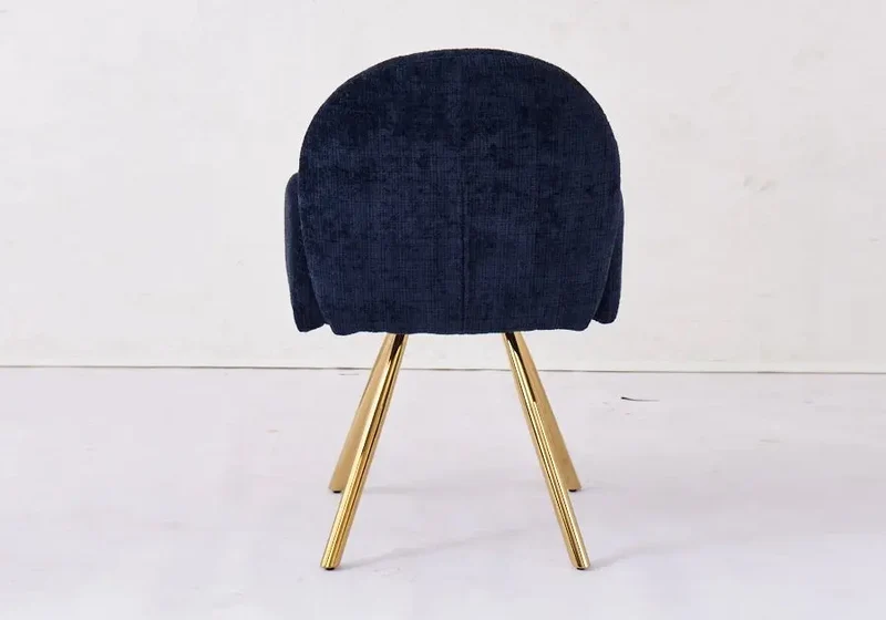 Fauteuil de table velours bleu pieds dorés - Mimi x2