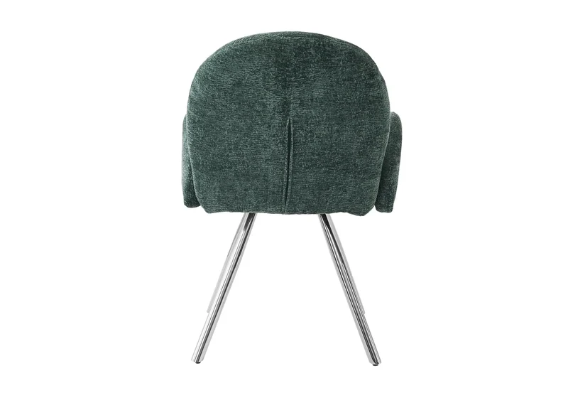 Fauteuil de table velours vert pieds argentés - Mimi x2
