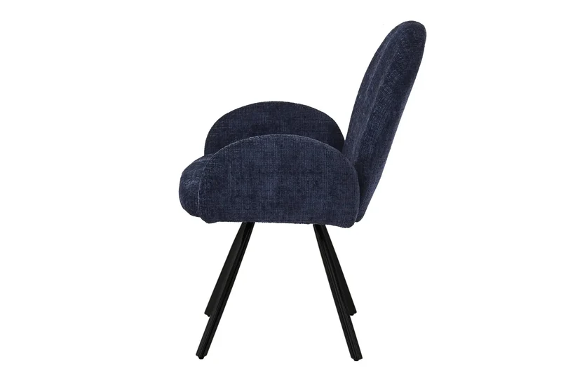 Fauteuil de table velours bleu pieds noirs - Mimi x2