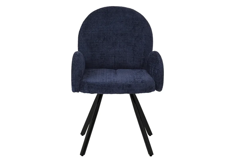 Fauteuil de table velours bleu pieds noirs - Mimi x2