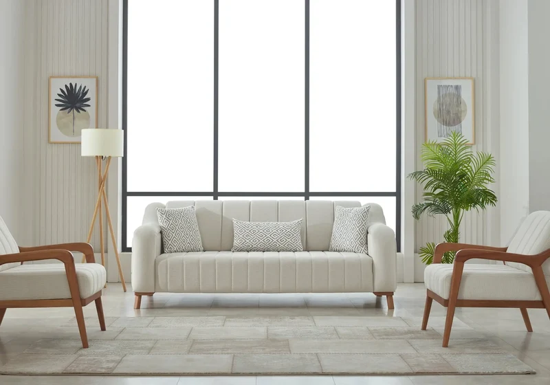 Ensemble canapé bois blanc HEXA