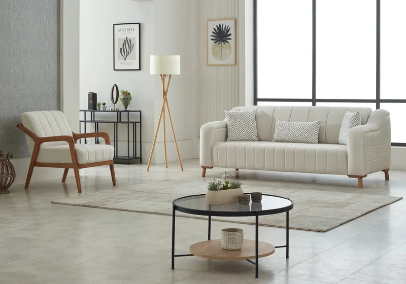 Ensemble canapé bois blanc HEXA