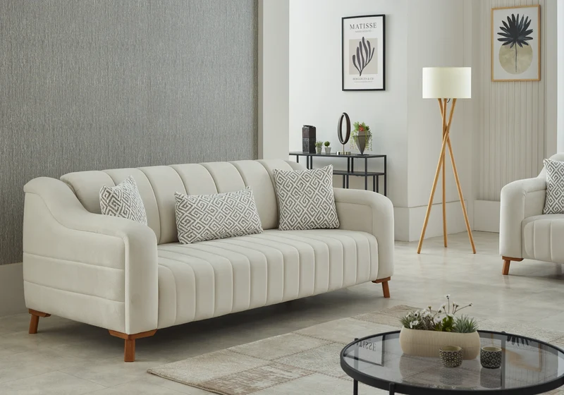 Ensemble canapé bois blanc HEXA