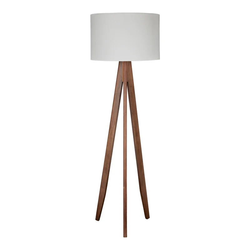 Lampe sur pied trépied en bois brun 71 po. - Dallson