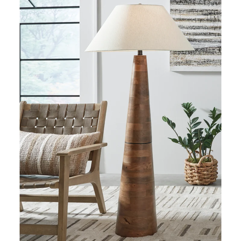 Lampe sur pied en bois brun naturel 58 po. - Danset
