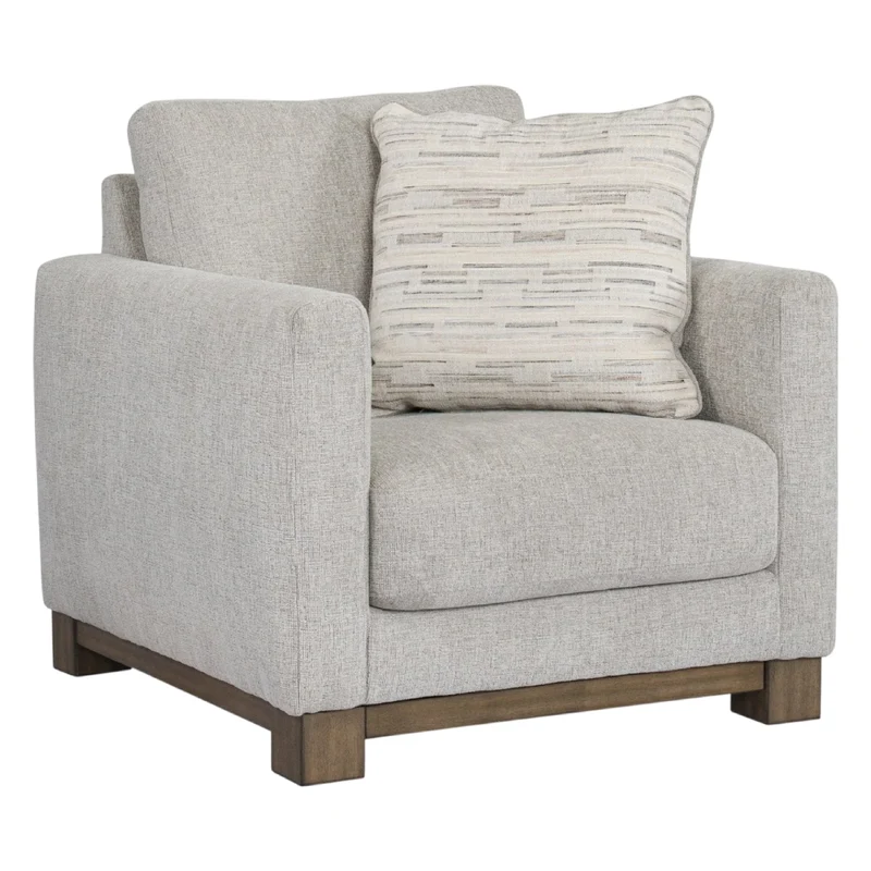 Fauteuil en tissu gris pâle avec coussin - MarinaMae