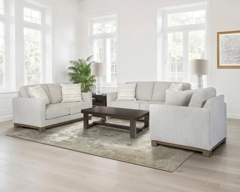 Fauteuil en tissu gris pâle avec coussin - MarinaMae