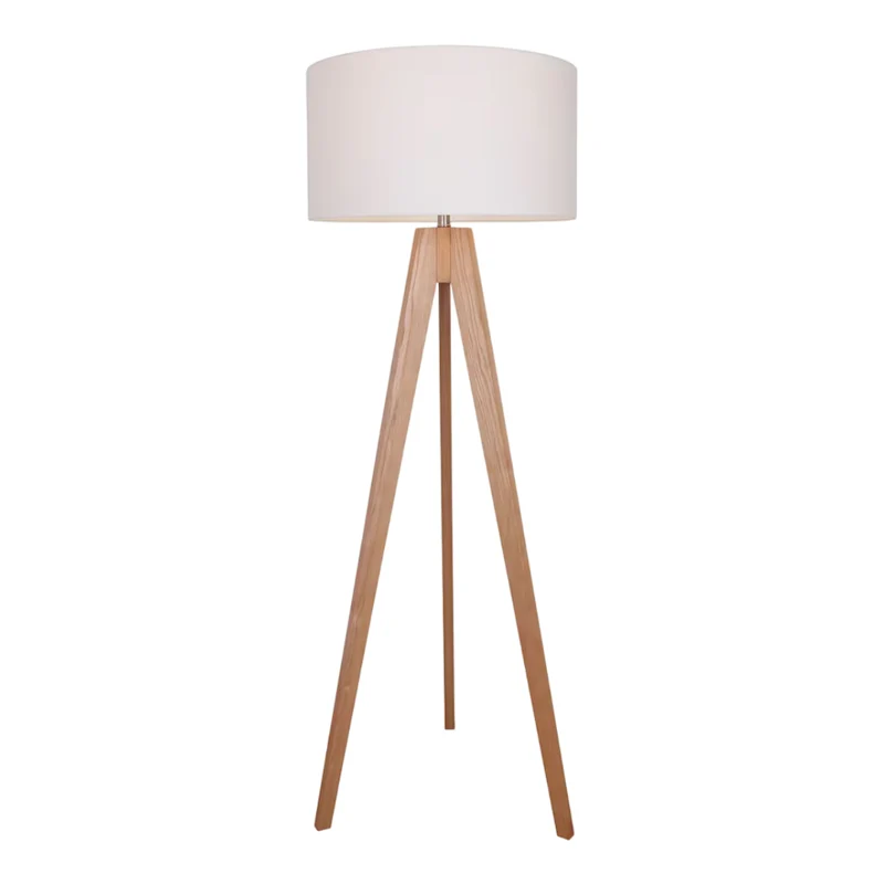 Lampe sur pied trépied en bois naturel avec DEL intégré 62 po. - Taylor