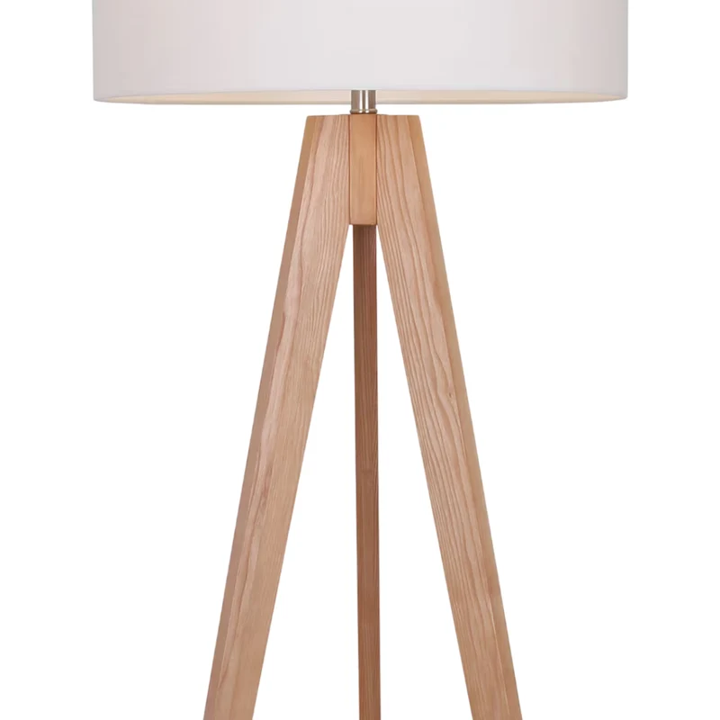 Lampe sur pied trépied en bois naturel avec DEL intégré 62 po. - Taylor