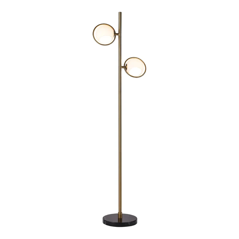 Lampe sur pied en métal doré et marbre noir 59 po. - KM1592F-2