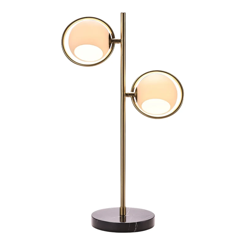 Lampe de table en métal doré et marbre noir 26 po. - KM1592T-2