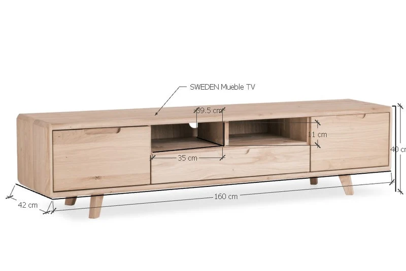Meuble TV en bois massif Suède 2 – NordicStory