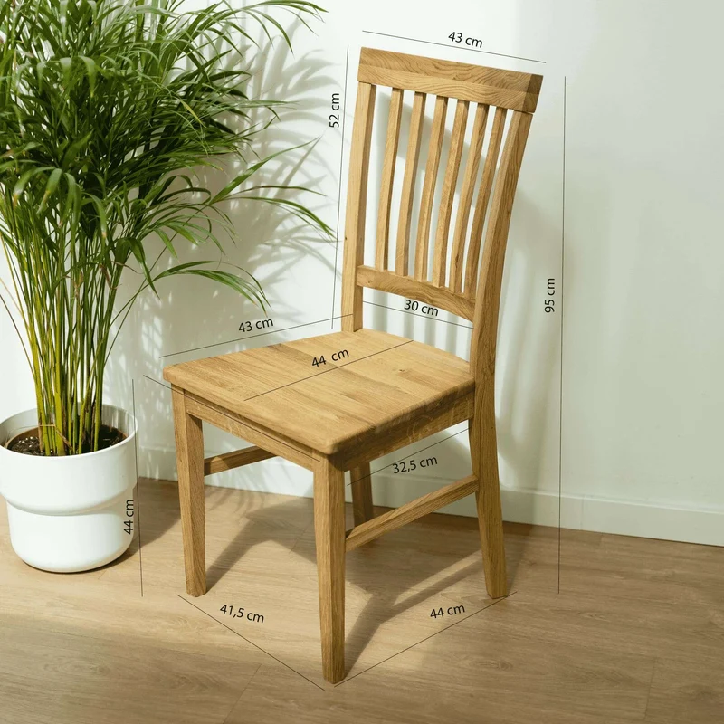 Chaise de salle à manger en bois massif de chêne Provence – Lot de 2 ou 4 chaises - NordicStory