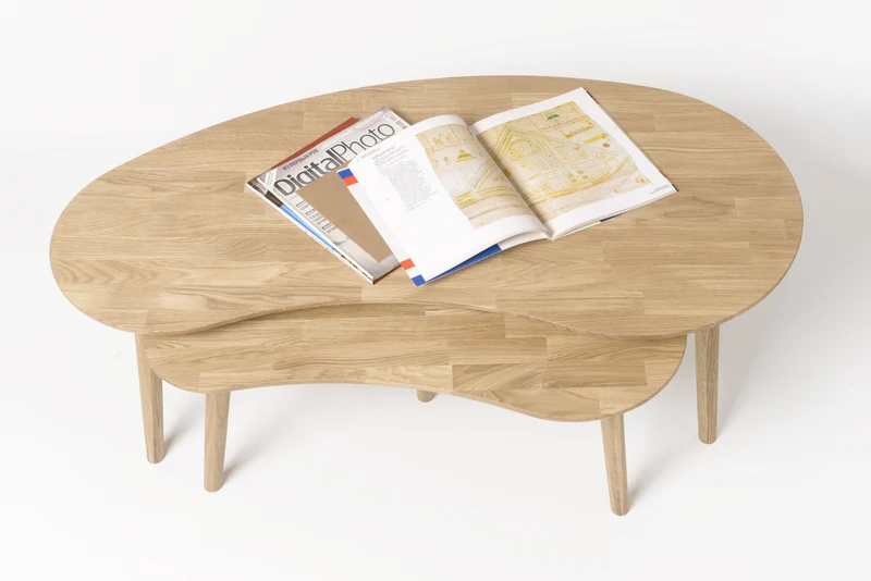 Table basse gigogne en bois massif de chêne Escandi - NordicStory