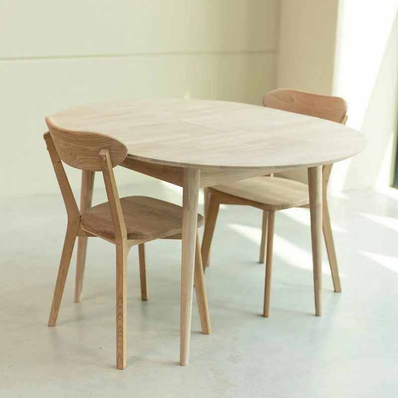 Table à manger ronde extensible en chêne massif Escandi 3 - NordicStory