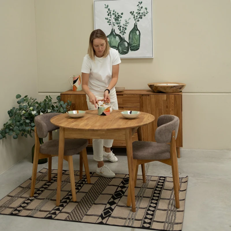 Table à manger ronde extensible en chêne massif Escandi 3 - NordicStory