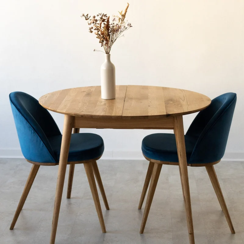 Table à manger ronde extensible en chêne massif Escandi 3 - NordicStory