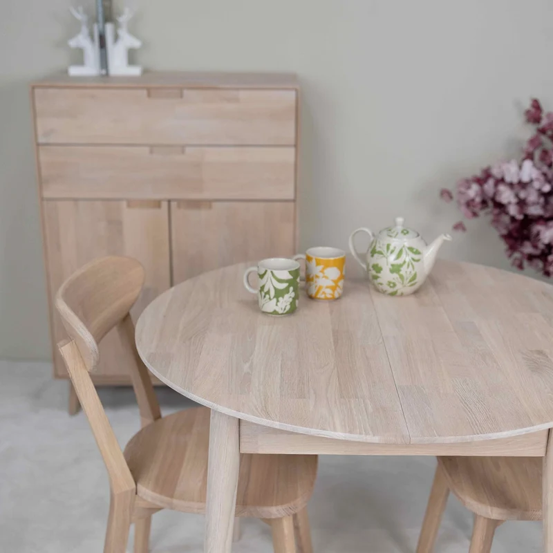 Table à manger ronde extensible en chêne massif Escandi 3 - NordicStory
