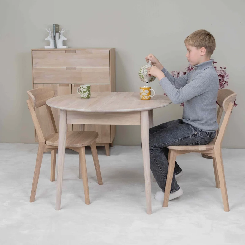 Table à manger ronde extensible en chêne massif Escandi 3 - NordicStory