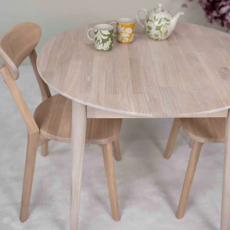 Table à manger ronde extensible en chêne massif Escandi 3 - NordicStory