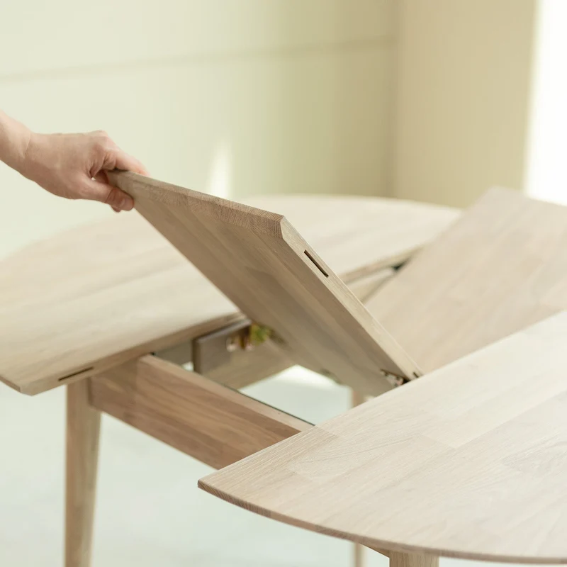 Table à manger ronde extensible en chêne massif Escandi 3 - NordicStory