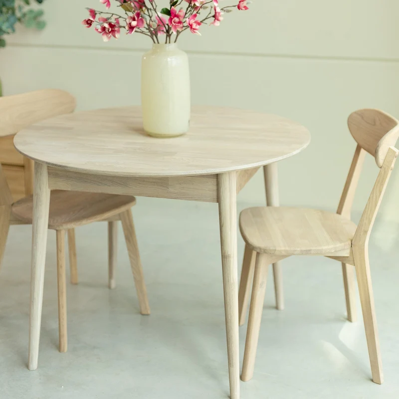 Table à manger ronde extensible en chêne massif Escandi 3 - NordicStory