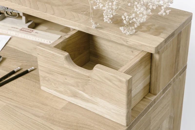 Bureau console en bois massif de chêne Axel II – NordicStory
