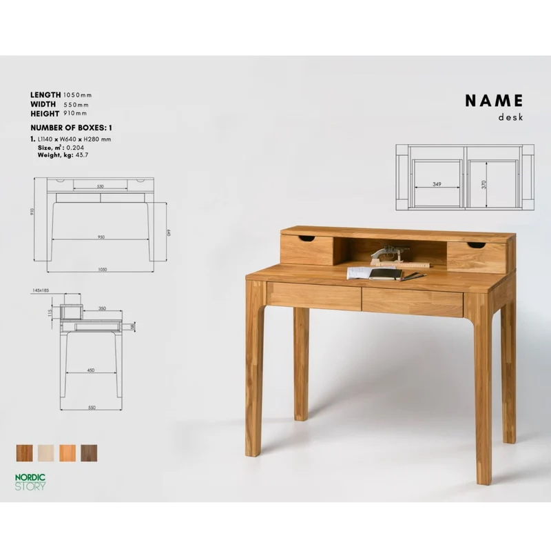 Bureau console en bois massif de chêne Axel II – NordicStory