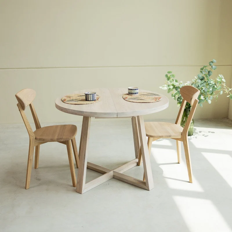 Table à manger ronde extensible en chêne massif MOBY - NordicStory
