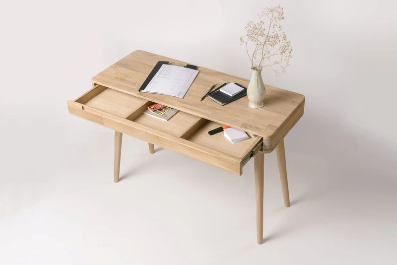 Bureau console en bois massif de chêne Escandi - NordicStory