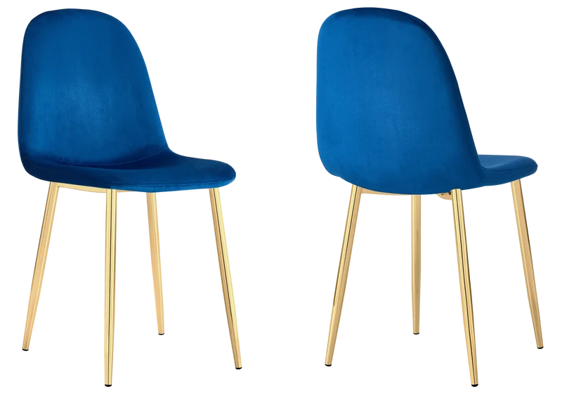 Chaises scandinaves en velours bleu - Gina x6
