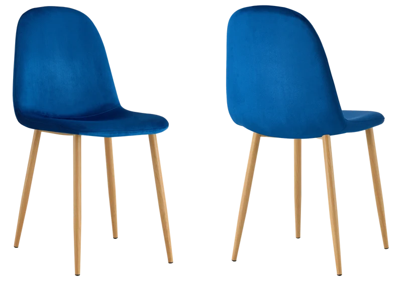 Chaises scandinaves en velours bleu - Gina x6