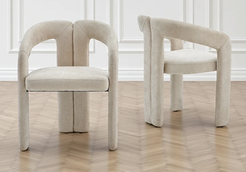 Chaise fauteuil organique tissu sable - Lena x2
