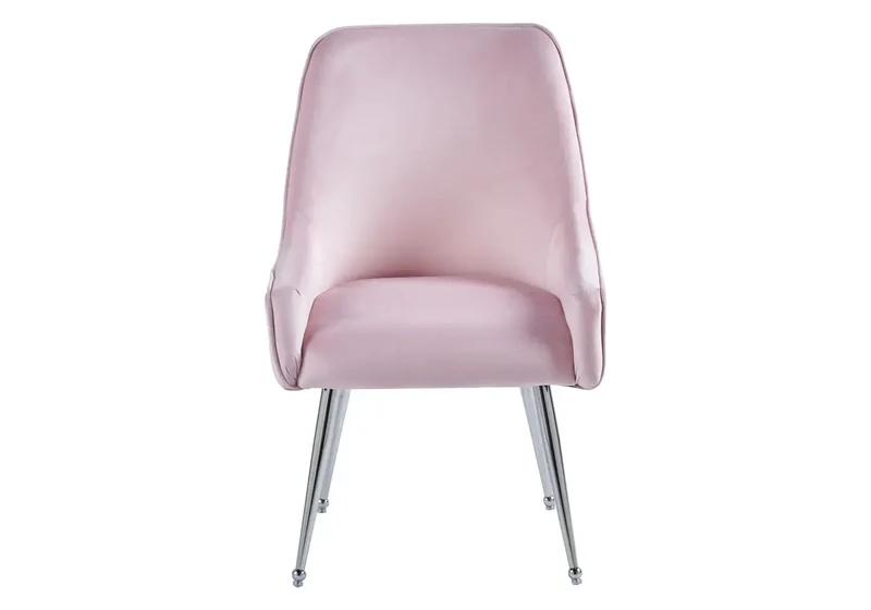 Table ronde marbre noir et chaises roses - Joy
