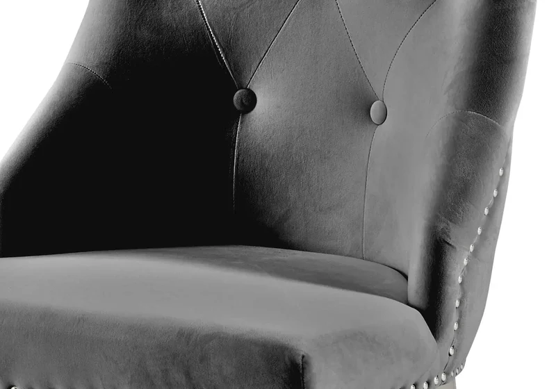 Chaise capitonnée cloutée velours anthracite - Gia x4