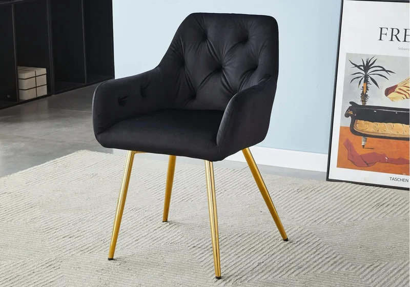 Ensemble table chaise dorée marbre noir - Versus