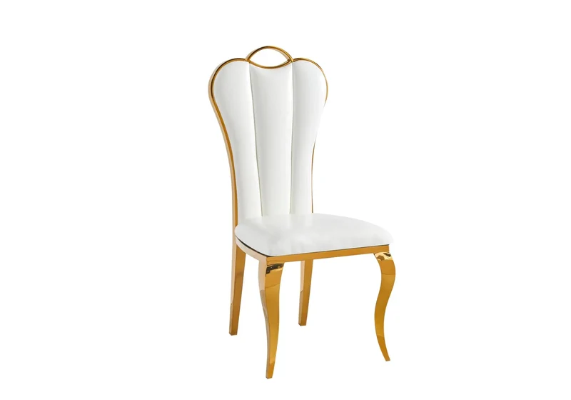 Ensemble table chaise dorée marbre beige - Max