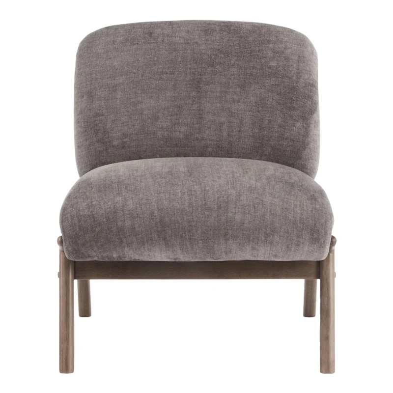 Fauteuil d'appoint en velours et en bois massif - Lisson