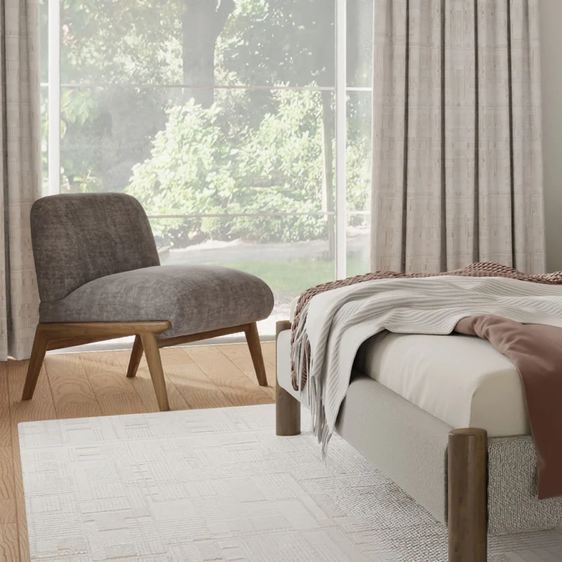 Fauteuil d'appoint en velours et en bois massif - Lisson