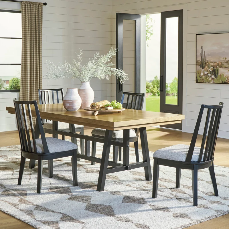 Table de salle à manger extensible en bois/placage de chêne rustique - Galliden