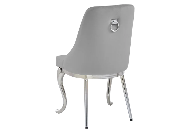Chaises baroques velours gris anneau argenté - Nina x2