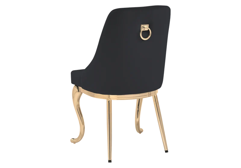 Chaises baroques velours noir anneau doré - Nina x2